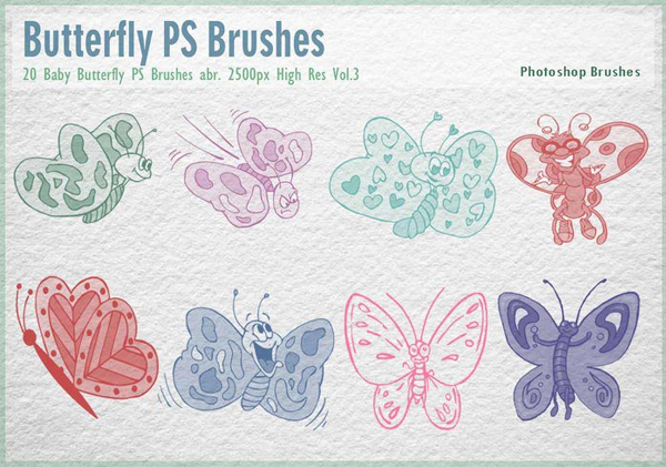 Free Baby Butterfly PSD Brushes