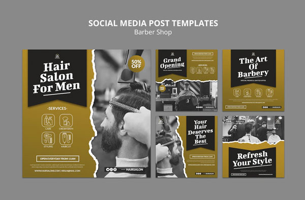 Free Barbershop Instagram Posts Template