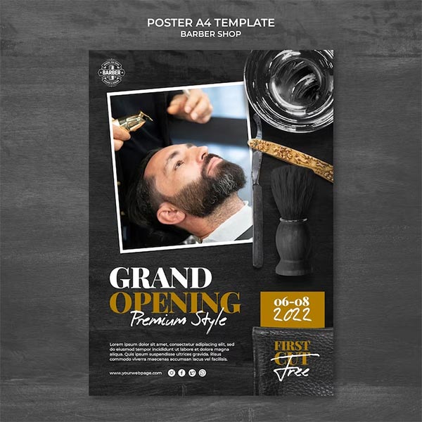 Free Barbershop Vertical Poster and Flyer Template