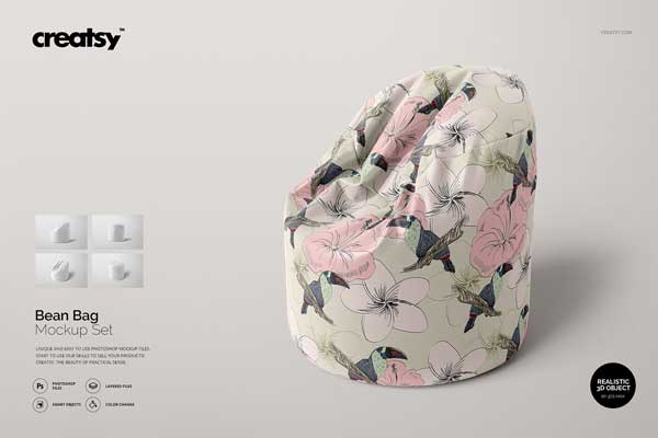 Free Bean Bag Mockup Set