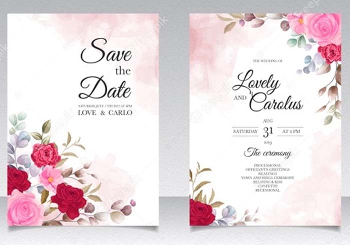 Free Beautiful Hand Drawing Wedding Invitation Template