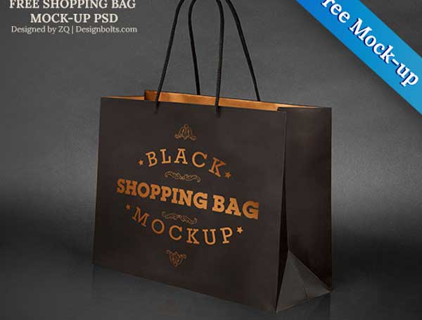 Free Black Shopping Bag Mock-up PSD File
