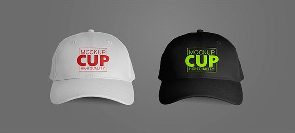 Free Black and White Front Caps Mockup