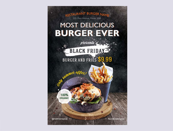 Free Burger Restaurant Flyer Template PSD