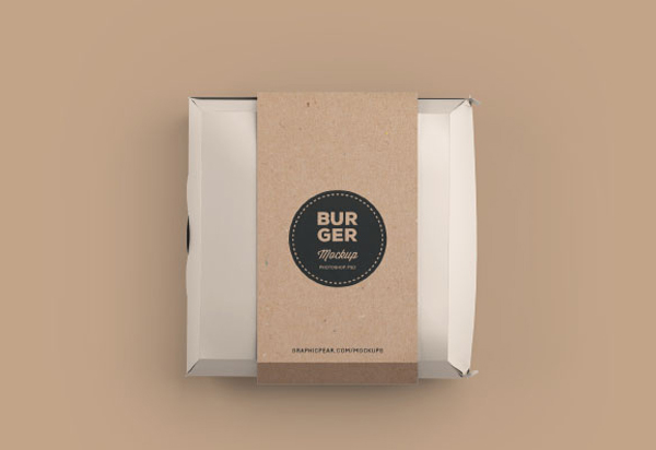 Free Cardboard Burger Box Package Mockup