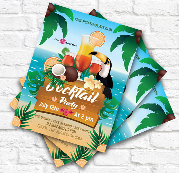 Free Cocktail Party Flyer PSD Template