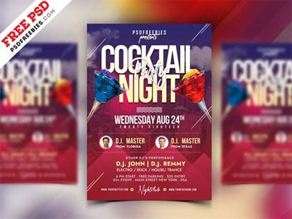 Free Cocktail Party PSD Flyer Template