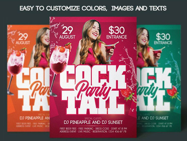 Free Cocktail Party Flyer Template in PSD