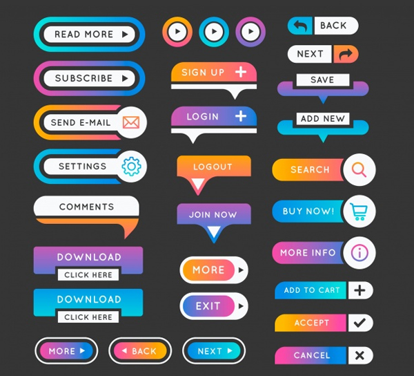 Free Colorful Web UI Design Buttons