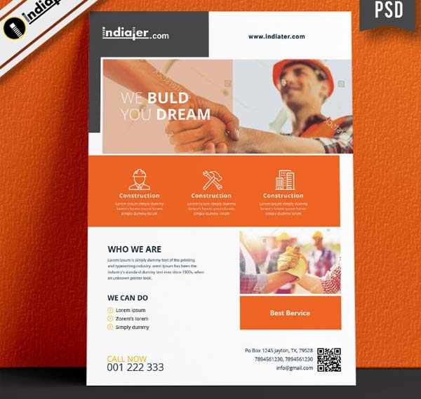 Free Construction Flyer Template PSD