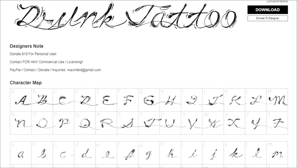 Lettering Tattoo Free Fonts Template