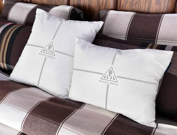 Free Download Pillows & Bed Mockup