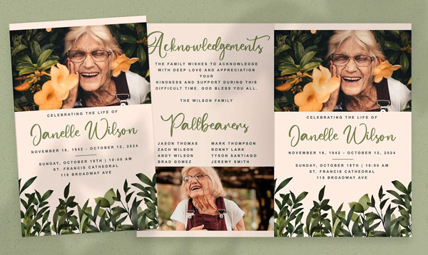 Free Editable Funeral Program Template