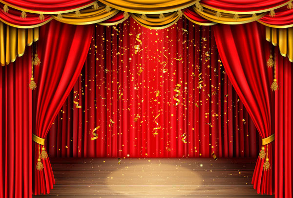 Free Empty stage With red Curtain Mockup