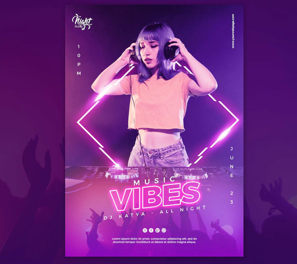 Free Female Dj Party Flyer Template