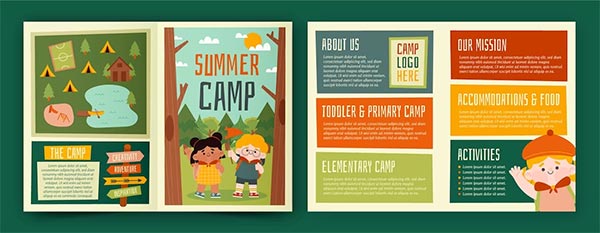 Free Flat summer Camp Brochure Template