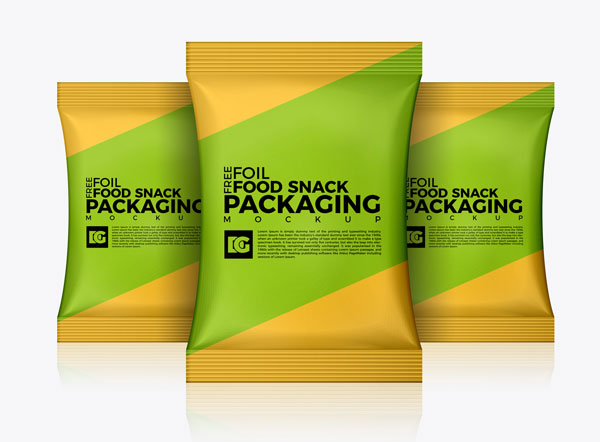Free Foil Food Snack Packaging Mockup
