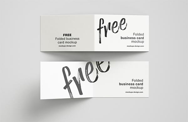 Free Folded Business Card Mockup