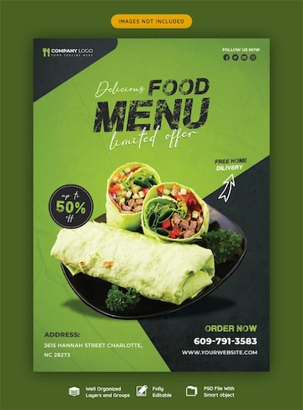 Free Food Menu and Restaurant Flyer Template