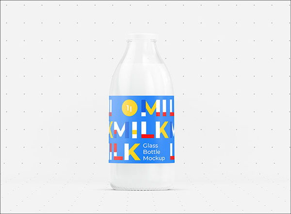 Free Glass Milk Bottle Mockup Template