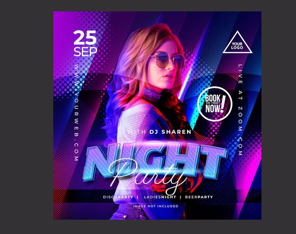 Free Glow Night Party Flyer
