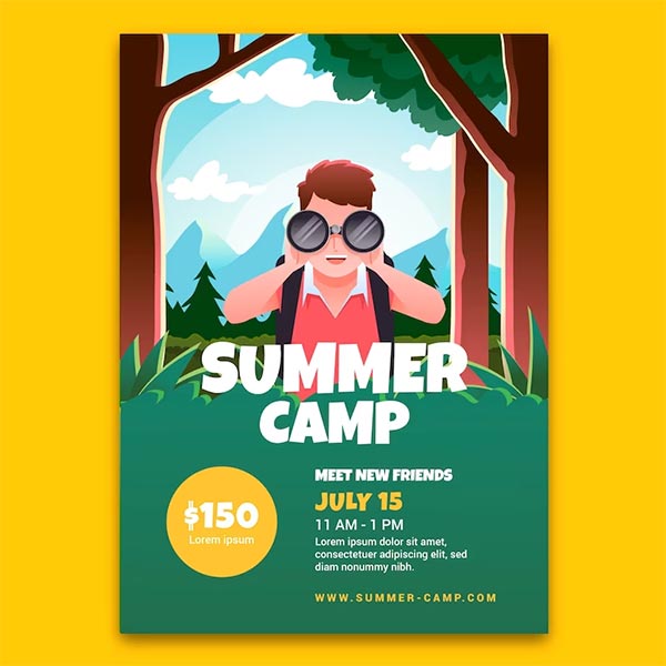 Free Gradient Summer Camp Flyer Template
