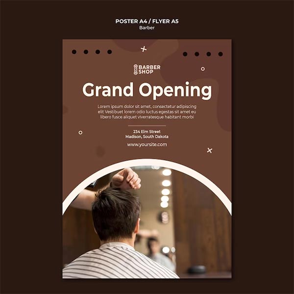 Free Grand Opening Barber Shop Poster Template