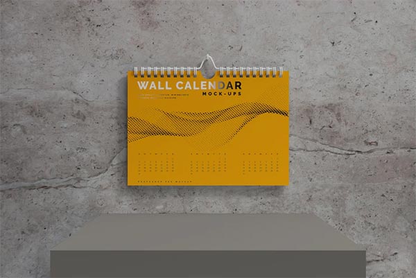 Free Horizontal Wall Calendar Mockup