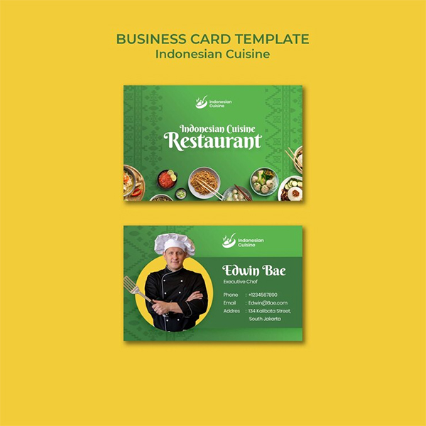 Free Indonesian Cuisine Business card Template