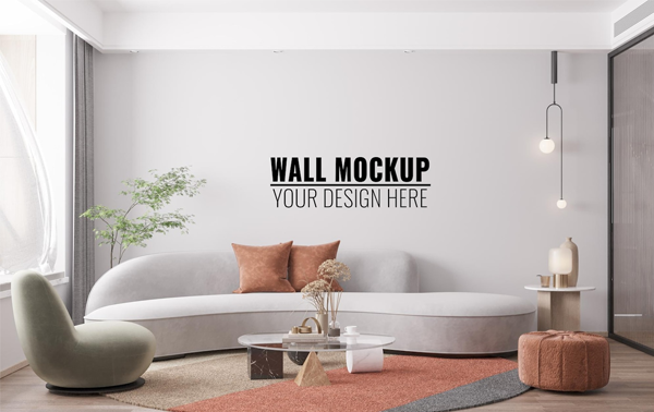 Free Interior Living Room Wall Mockup