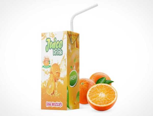 Free Juice Box Drink Container PSD Mockup