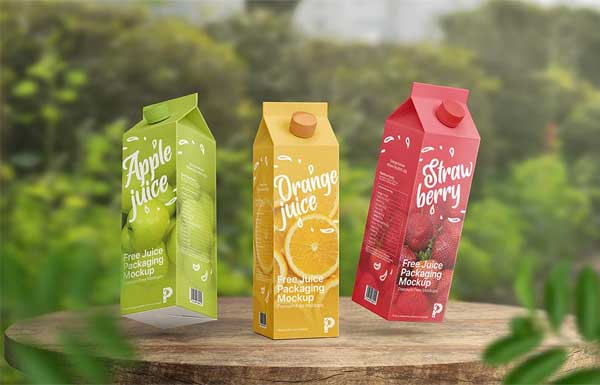 Free Juice Packaging Box Mockup