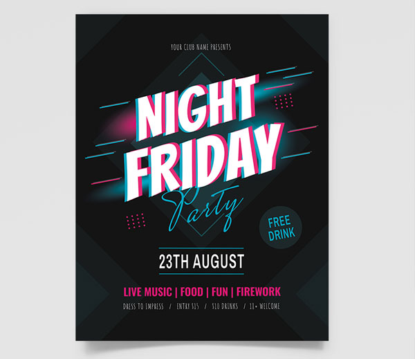 Free Late Night Friday Flyer Template