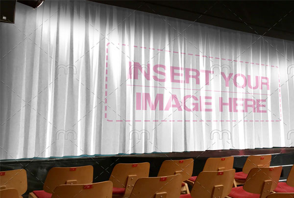 Free Logo on Stage Curtain Mockup