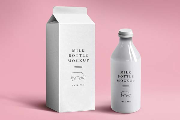 Free Milk Carton Bottle Mockups