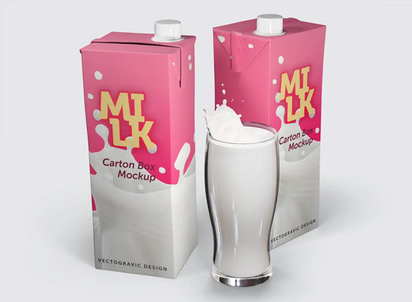 Free Milk Carton Box Mockup Template