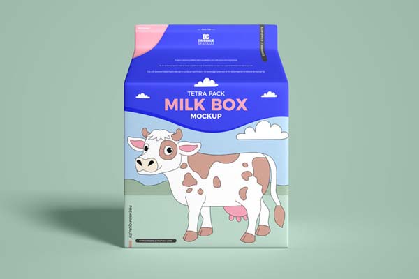 Free Milk Carton Box Mockup