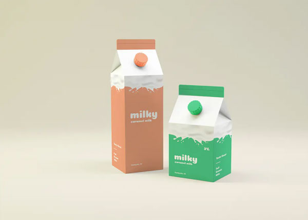 Free Milk Carton Packaging Mockup Design