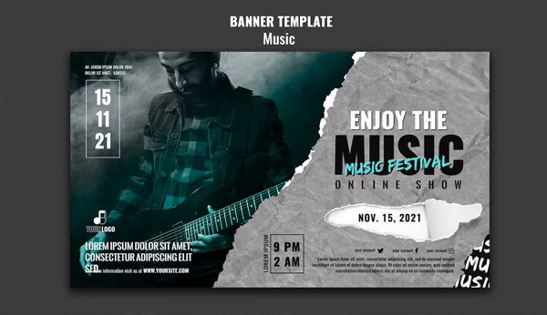 Free Music Concert Event Banner Design Template