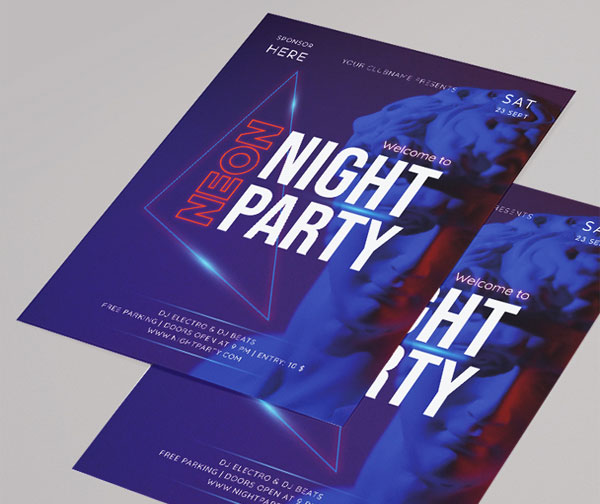Free Neo Night Club Flyer PSD Template