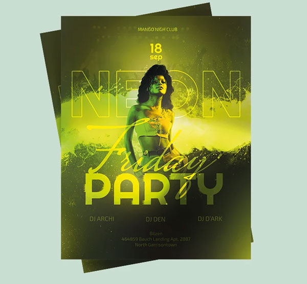 Free Neon Party Event Flyer Templates