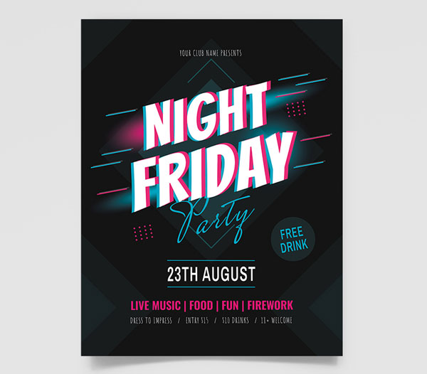 Free Night Friday Club Flyer