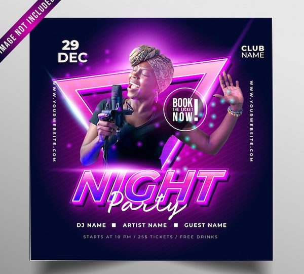 Free Night Music Party Banner