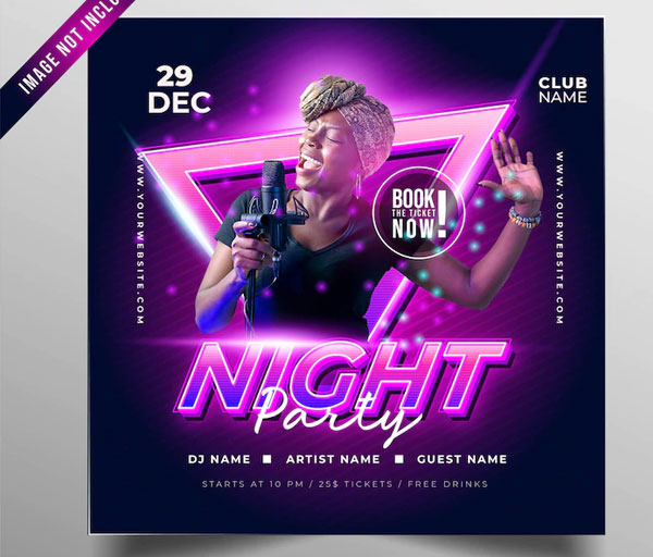 Free Night music party banner