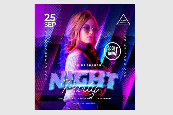 Free Night party Banner For Social Media Template