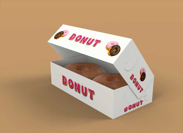 Free Open Donut Paper Box Mockup