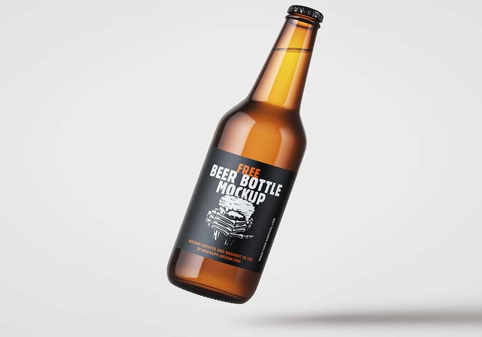 Free PSD Beer Bottle Mockup Template