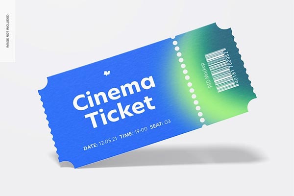 Free PSD Cinema Ticket Mockup