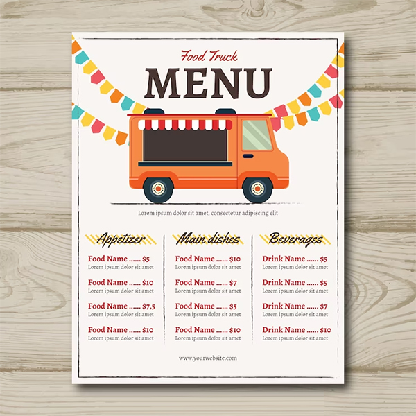 Free PSD Cool Food Truck Menu Template