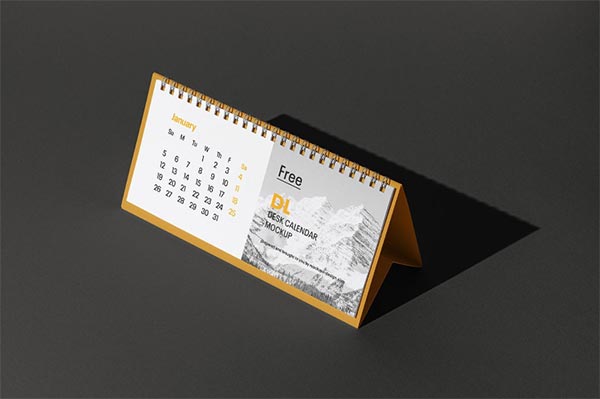 Free PSD DL Desk Calendar Mockup